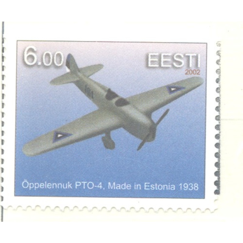 Estonia Sc 438 2002 PTO-4 Training Airplane  stamp  mint NH