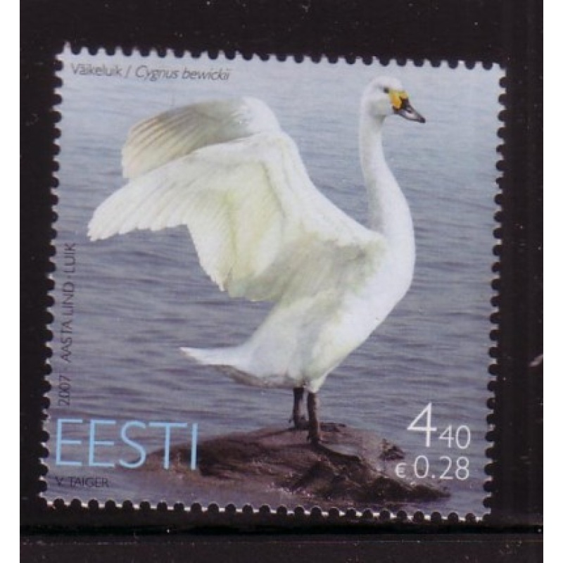 Estonia Sc  566 2007 4.4 kr Tundra Swan Euro added stamp mint NH