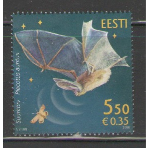 Estonia Sc 589 2008 brown long eared bat stamp  mint NH