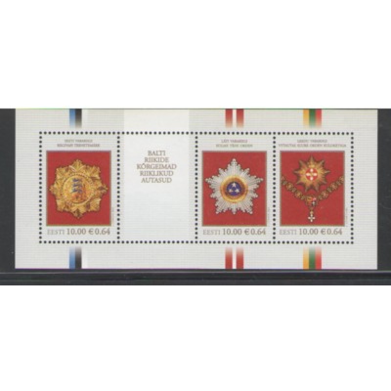 Estonia Sc 593 2008 Baltic States Awards stamp sheet mint NH