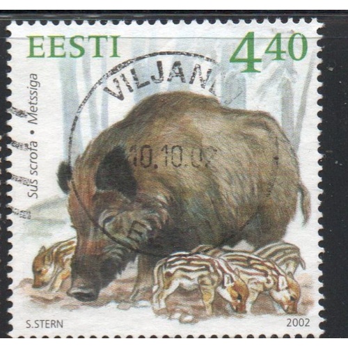 Estonia Sc 446 2002 Wild Boar stamp  used