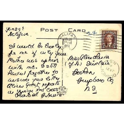 Canada-cover #11879-2c KGVI mufti-Goshen, NS  - Ja 31 1941