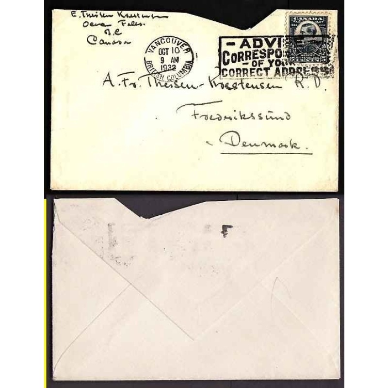 Canada-#9372-5c Edward VIII to Denmark-Vancouver,BC-Oc 10 1932-5c