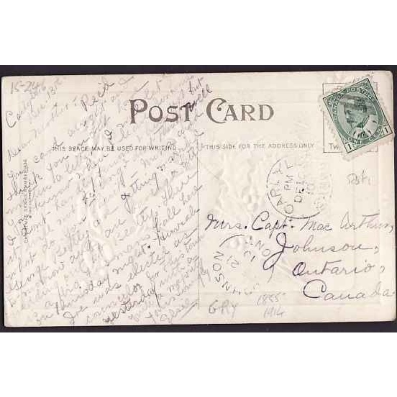Canada cover #10646-1c KEVII-p/c-Grey Cnty-Johnson, Ont-scarce hammer - Dec 21 1910