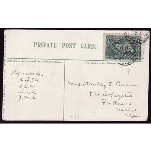 Canada-cover #12127-1c Tercentenary-p/c to USA- Isld Pond & Montreal RPO / 3