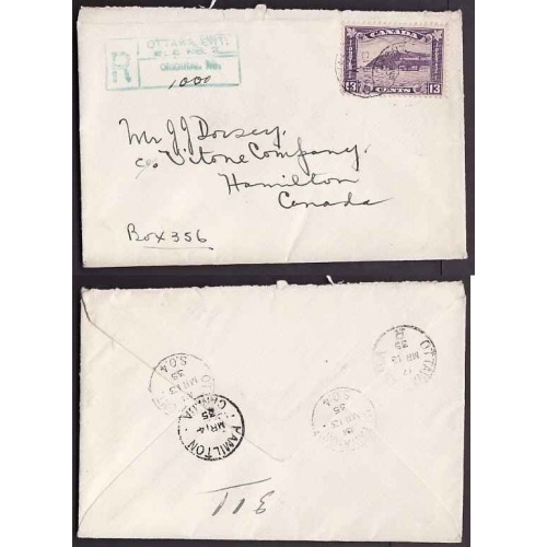 Canada-#9613 - 13c KGV Quebec Citadel reg'd-Carleton County-Ottawa,Ont Sub No. 4-