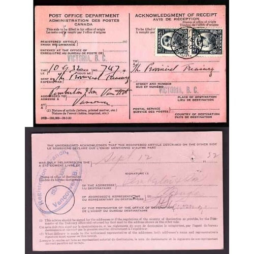 Canada-#9363-5c(2) Edward VIII on AR card-Victoria,BC-Sp 10 1932-10c