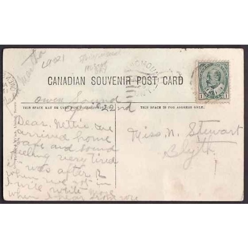 Canada-cover #10372-1c KEVII on p/c- Grey Cnty- Springmount,Ont- Ap 23 1908 -