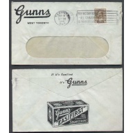 Canada-cover #4567-3c coil [# 129]-illustrated-York Cnty- Toronto,Ont- Gunns Shorten