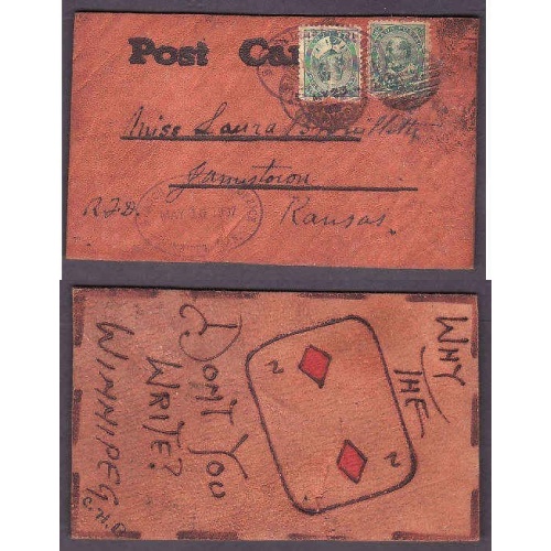 Canada-cover #10095-1c Edward-leather p/c- Winnipeg,Man-[date obscured by