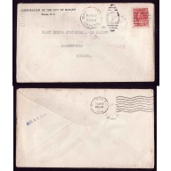 Canada-cover #4343b -  2c+1c Wartax-Slocan,BC single broke