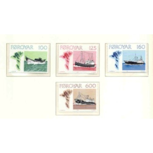 Faroe Islands Sc 24-27 1977 Fishing Boats stamp set mint NH