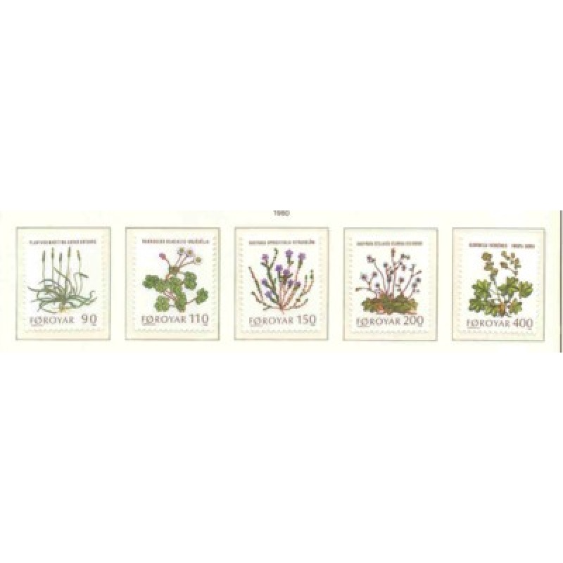 Faroe Islands Sc 48-52 1980 Wildflowers stamp set mint NH