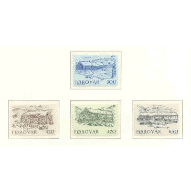 Faroe Islands Sc 152-55 1987 Farmhouses stamp set mint NH