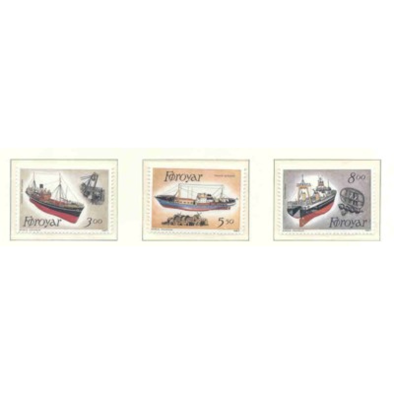 Faroe Islands Sc 158-60 1987 Fishing Trawlers stamp set mint NH
