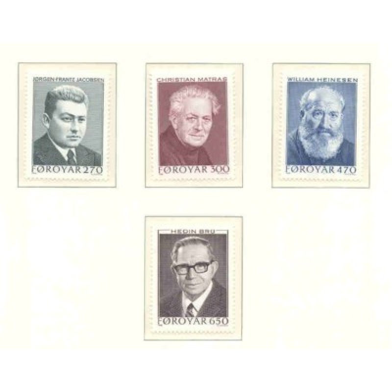 Faroe Islands Sc 175-78 1988 Authors stamp set mint NH