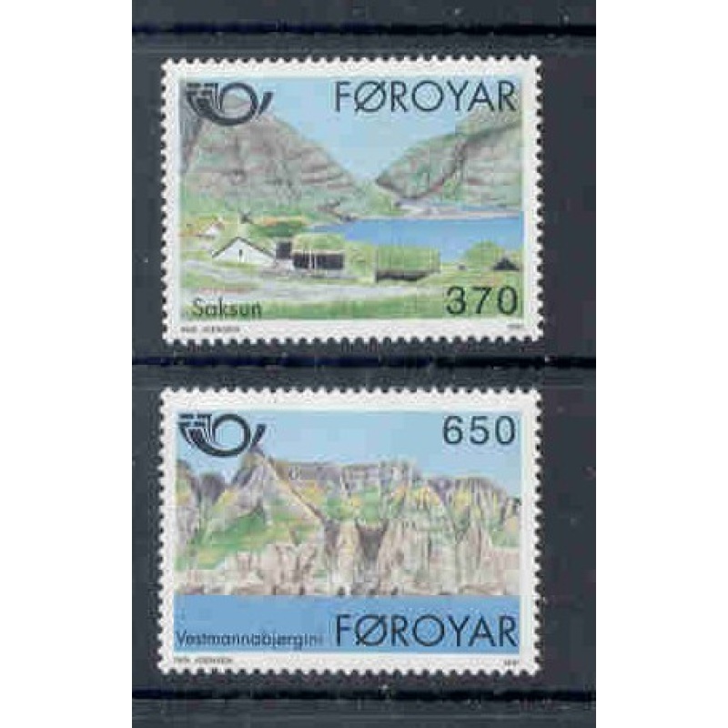 Faroe Islands Sc 226-7 1991 Saksun & Vestmanna stamp set mint NH