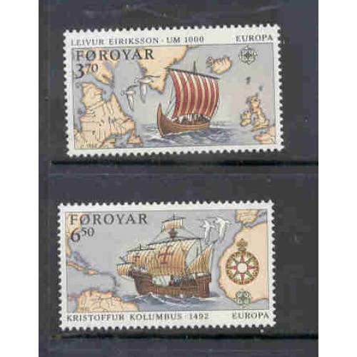 Faroe Islands Sc 236-7 1992 Europa Columbus stamp set mint NH