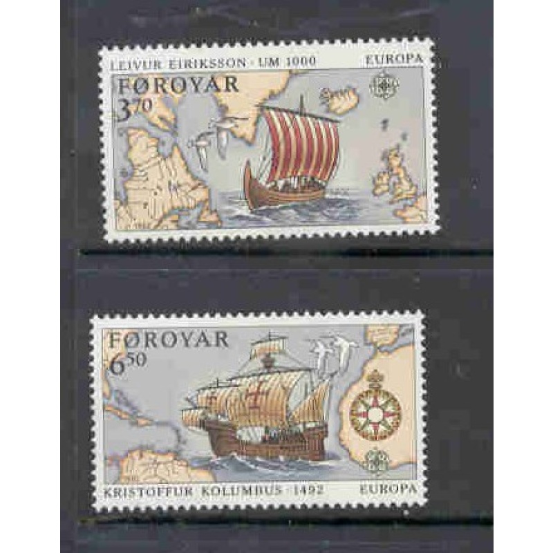 Faroe Islands Sc 236-7 1992 Europa Columbus stamp set mint NH