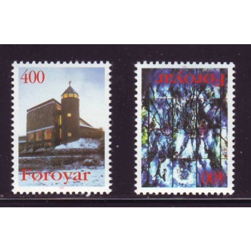 Faroe Islands Sc 293-94 1995 Church of Mary stamp set mint NH