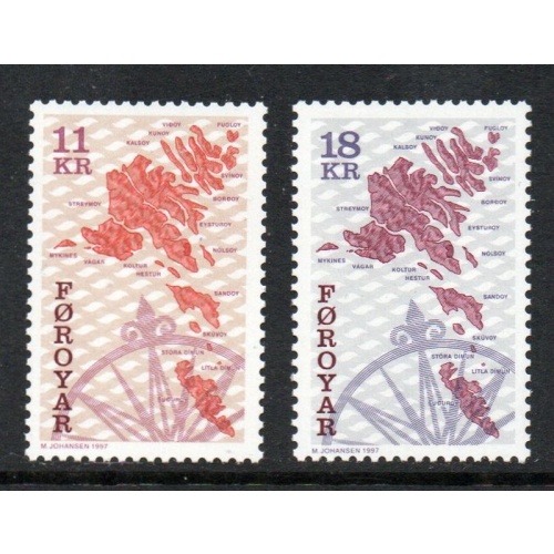 Faroe Islands Sc 319-320 1996 Maps stamp set mint NH