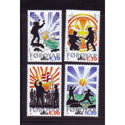 Faroe Islands Sc 370-373 2000 Christianity  Anniversary stamp set mint NH
