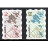 Faroe Islands Sc 377-378 2000 Maps stamp set mint NH