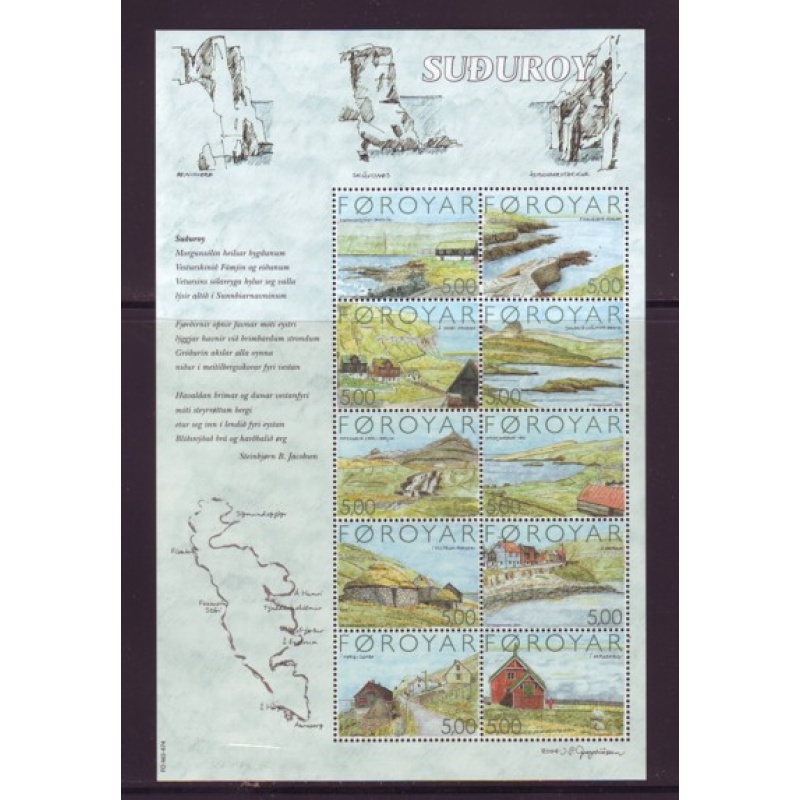 Faroe Islands Sc 441 2004 Suduroy Island stamp sheet mint NH