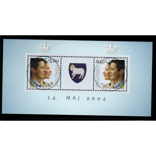 Faroe Islands Sc 444 2004 Royal Wedding Crown Prince Frederik stamp sheet used