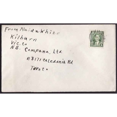 Canada-cover #10253-1c KGVI mufti-Kilburn, NB - Ap 22 1935 -
