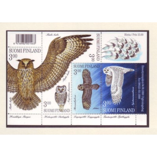 Finland Sc 1087 1998 Owls stamp souvenir sheet mint NH