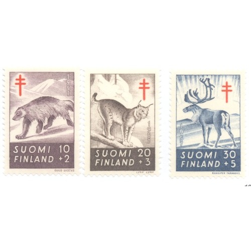 Finland Sc B142-44 1957 Wild Animals TB stamp set mint NH