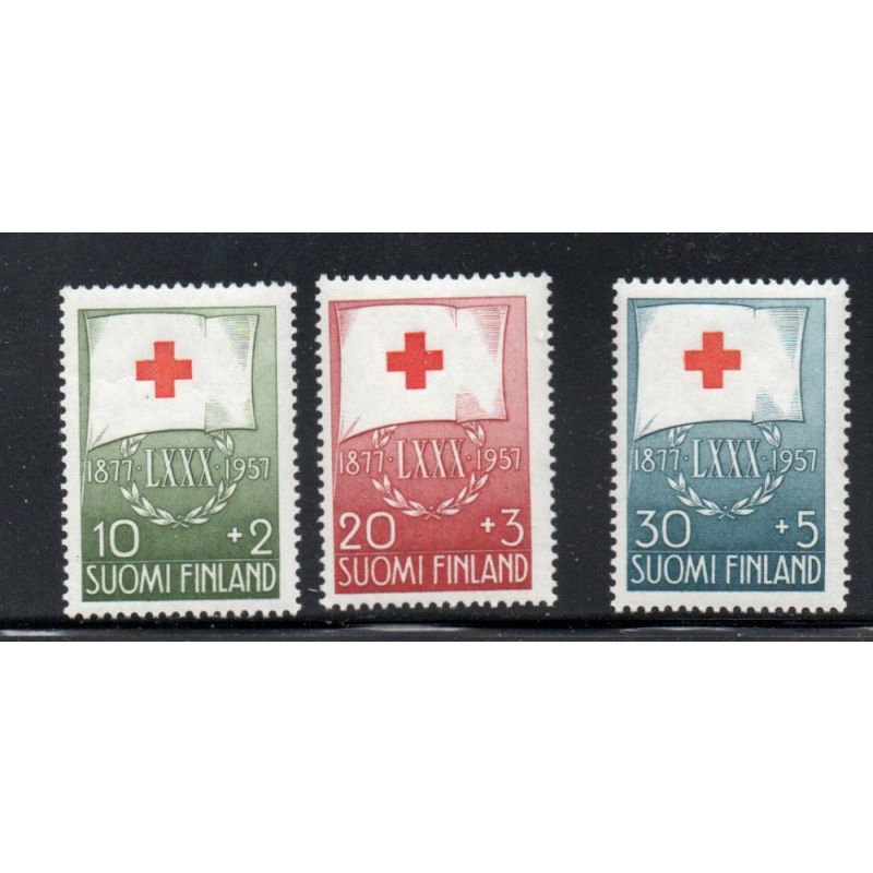 Finland Sc B145-47 1957 Red Cross Flag stamp set mint NH
