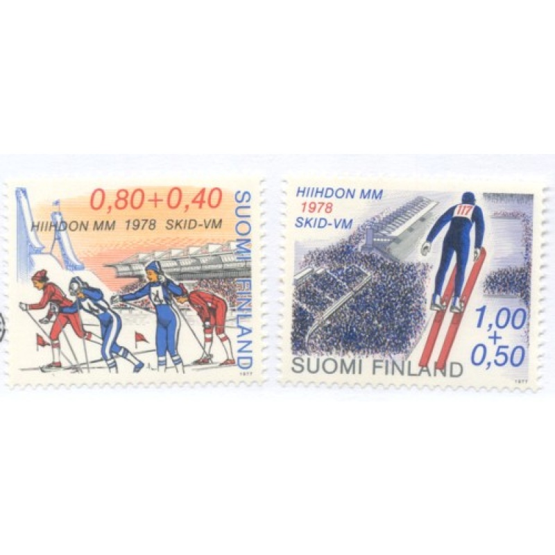Finland Sc B213-14 1977 Ski Championships  stamp set mint NH