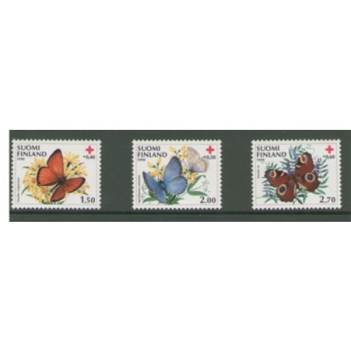 Finland Sc B241-43 1990 Butterflies Red Cross stamp set mint NH