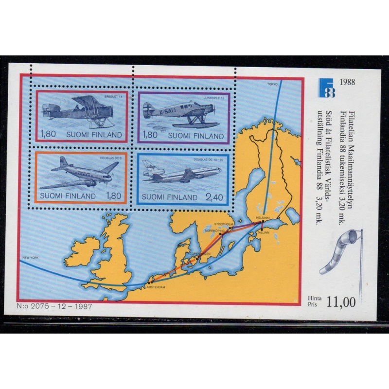 Finland Sc 773 1988 Finlandia 88 airplanes stamp sheet mint NH