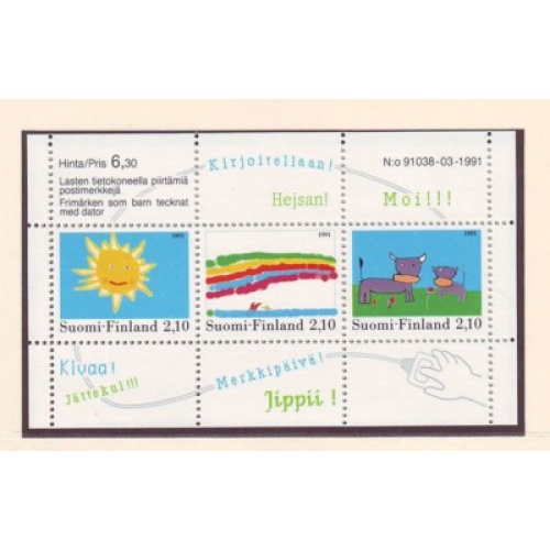 Finland Sc 871 1991 Children's Drawings stamp souvenir sheet mint NH