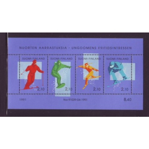 Finland Sc 872 1991 Skiing stamp sheet mint NH