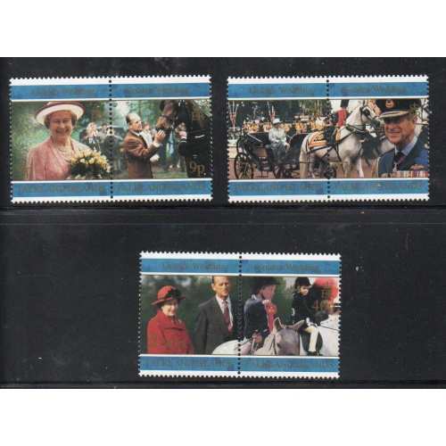 Falkland Island Sc 679-84 1997 Royal Wedding Anniversary stamp set mint NH