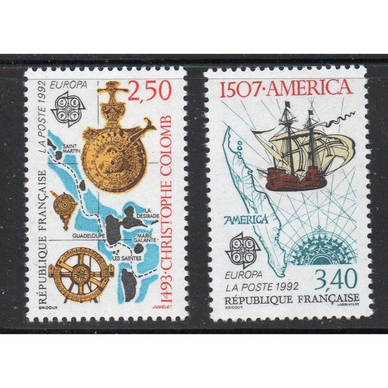 France  Sc  2287-88 1992  Europa stamp set mint NH