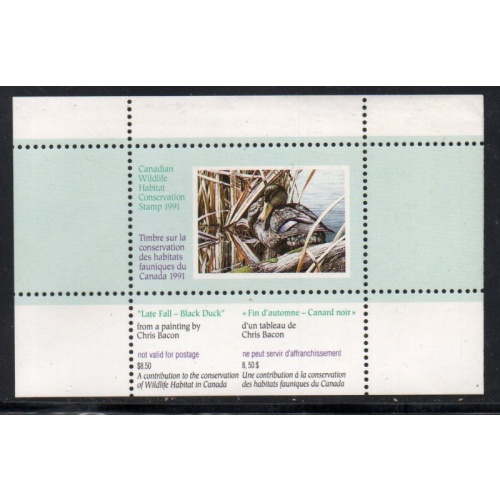Canada 1991 Black Duck Conservation stamp unused van Dam FWH7