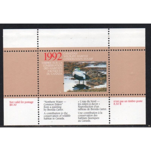 Canada 1992 Common Eider Conservation stamp unused van Dam FWH8