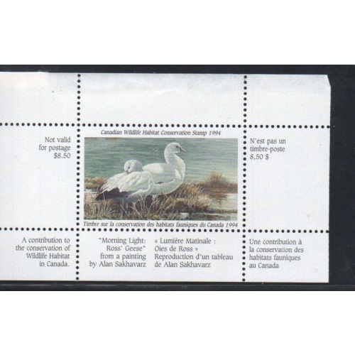 Canada 1994 Ross' Geese Conservation stamp unused van Dam FWH10