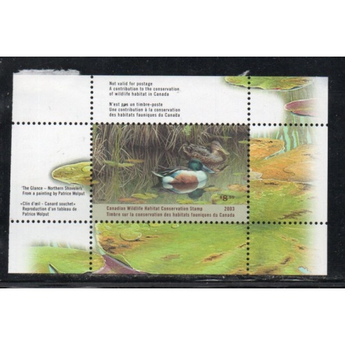 Canada 2003 Northern Shovelers Duck Conservation stamp unused van Dam FWH19