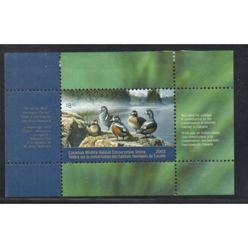 Canada 2005 Harlequin  Ducks Conservation stamp unused van Dam FWH21