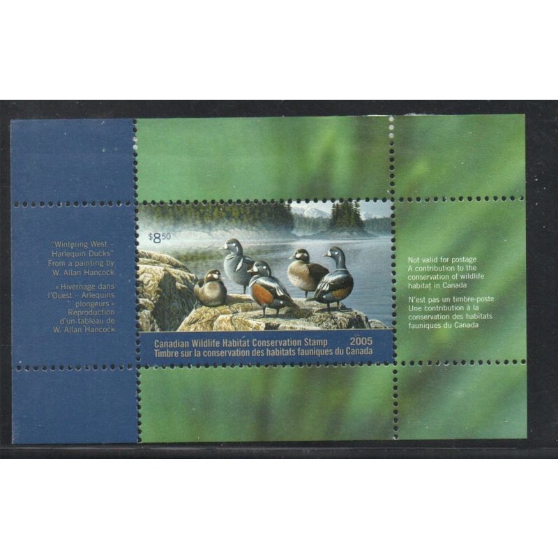 Canada 2005 Harlequin  Ducks Conservation stamp unused van Dam FWH21