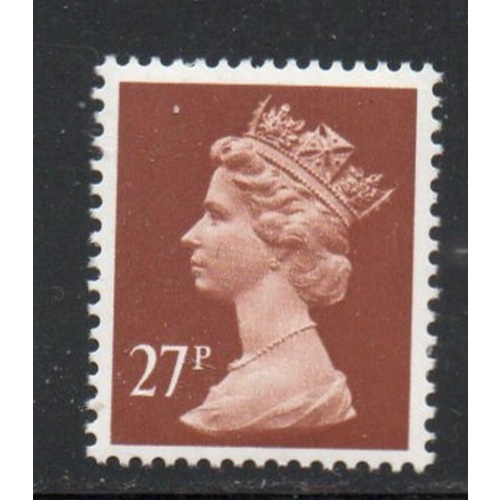 Great Britain Sc MH133 1988 27p brown QE II Machin Head stamp mint NH