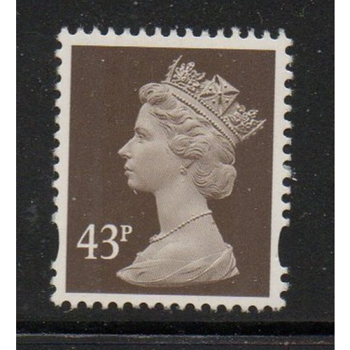 Great Britain Sc MH 232 1996 43p dark brown QE II Machin Head stamp mint NH