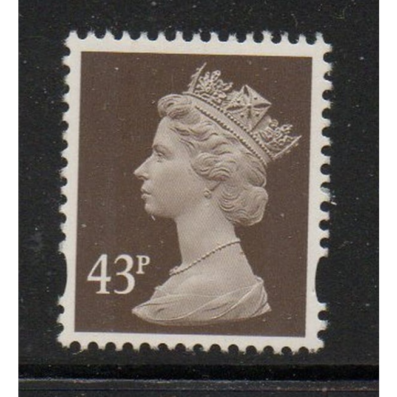 Great Britain Sc MH 232 1996 43p dark brown QE II Machin Head stamp mint NH
