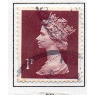 Great Britain Sc MH 199 1993 1 p magenta QE II Machin Head stamp used
